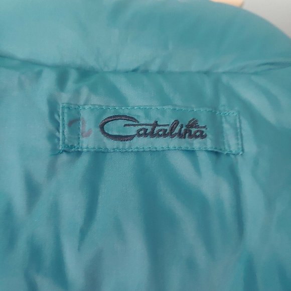 Catalina Women's 1X Down Puffer Vest Full Zip Front Outerwear Dark Teal Jacket - Picture 9 of 12